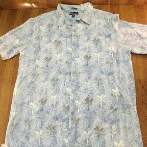 Weekender Shirt Mens XL Casual Lifestyle Hawaiian Button Down Silk Top Blue